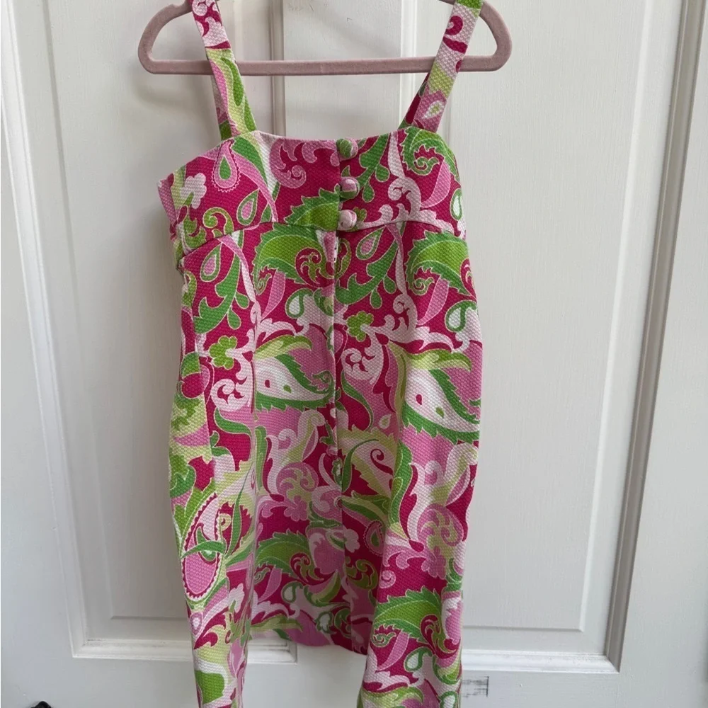 Kelly's Kids 3T Girls Pink and Green Sleeveless Paisley Dress